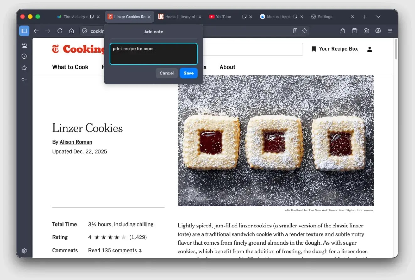 Το Tab Notes στο Firefox Labs σάς επιτρέπει να επισυνάψετε γρήγορες σημειώσεις σε ιστοσελίδες για μελλοντική αναφορά (πηγή: firefox)
